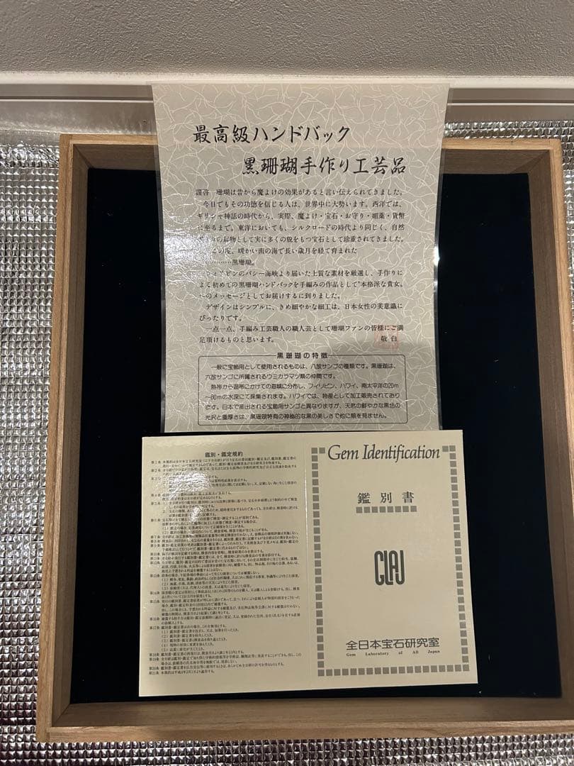 【鑑別書付】黒珊瑚 フォーマル 3点セット バッグ ネックレス イヤリング