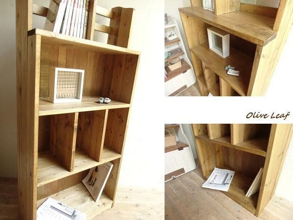 サイズオーダー可！スリム仕切り4段ラック●ナチュラルブラウン無垢材●受注製作