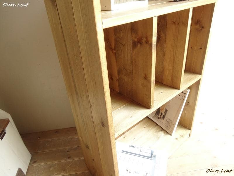 サイズオーダー可！スリム仕切り4段ラック●ナチュラルブラウン無垢材●受注製作