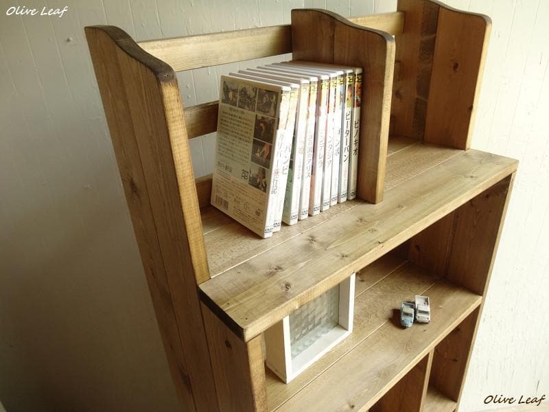 サイズオーダー可！スリム仕切り4段ラック●ナチュラルブラウン無垢材●受注製作