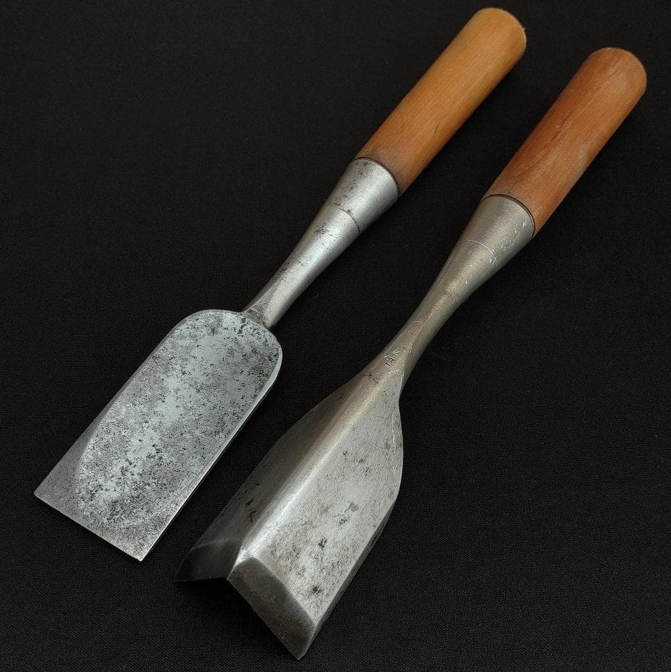 正本 氷鑿 三角鑿 平鑿 二丁セット 全長約245㎜ のみ ノミ 《0233》