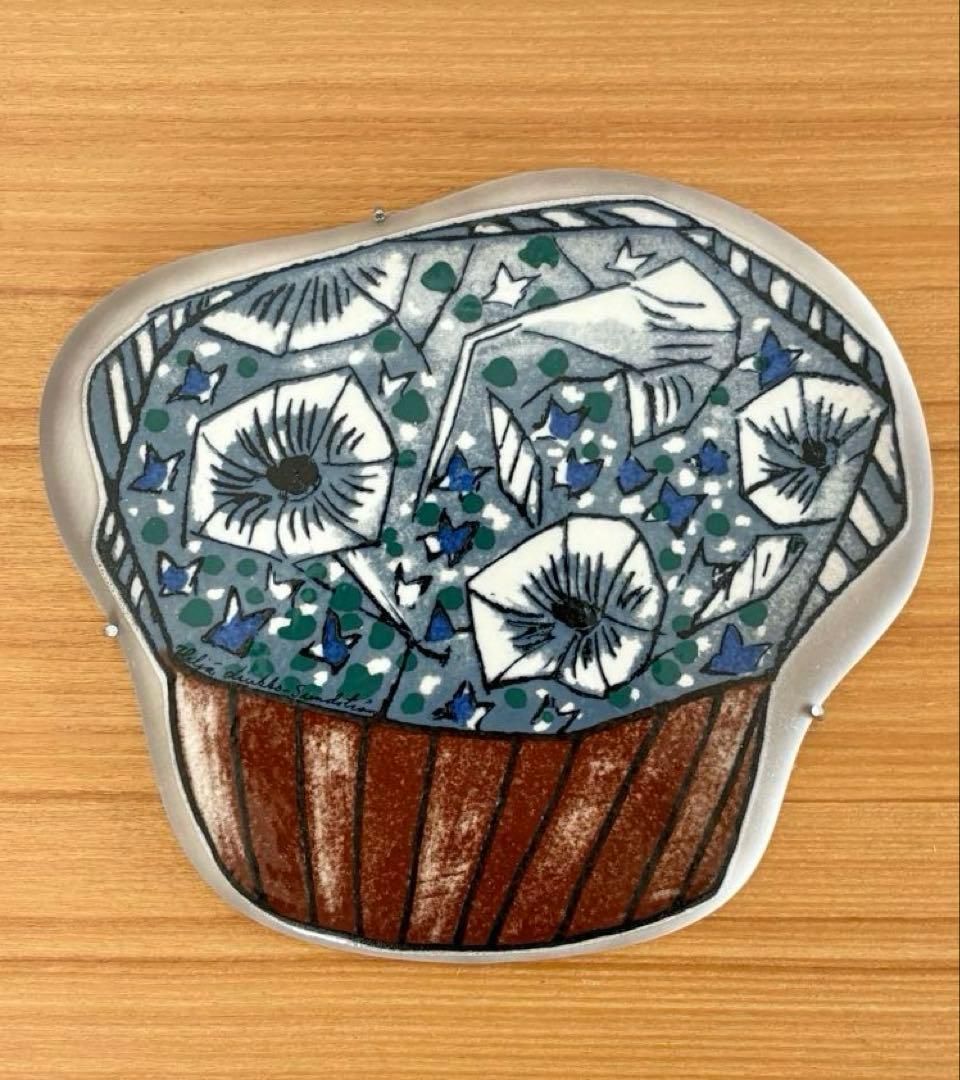 【希少カラー】ARABIA アラビア ヘルヤ \"Päivänsini\" 陶板画