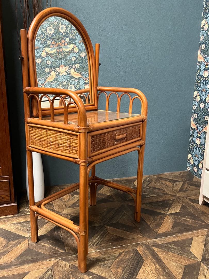 籐 ラタン ドレッサー 昭和レトロ インテリア アンティーク 当時物