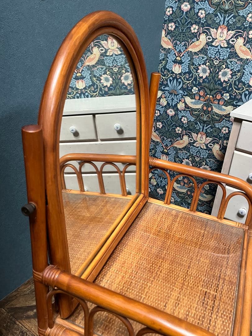 籐 ラタン ドレッサー 昭和レトロ インテリア アンティーク 当時物