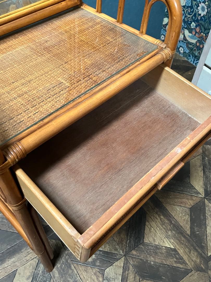 籐 ラタン ドレッサー 昭和レトロ インテリア アンティーク 当時物