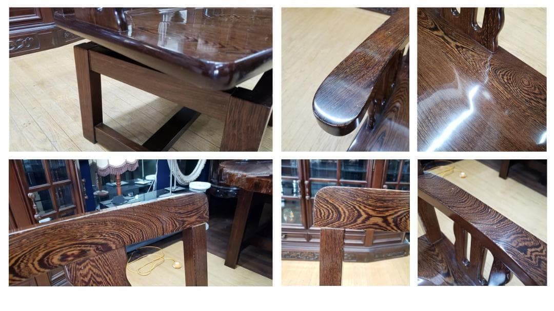 f95 銘木　鉄刀木無垢　回転式　チェア　２脚セット