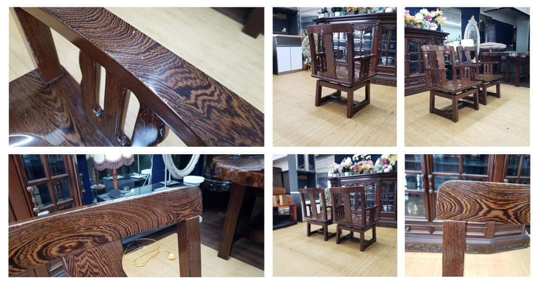 f95 銘木　鉄刀木無垢　回転式　チェア　２脚セット