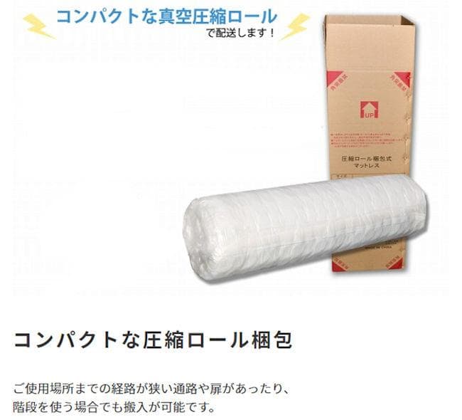 圧縮梱包 ポケットコイルマットレス（シングル）厚み23cm 硬め（1125）