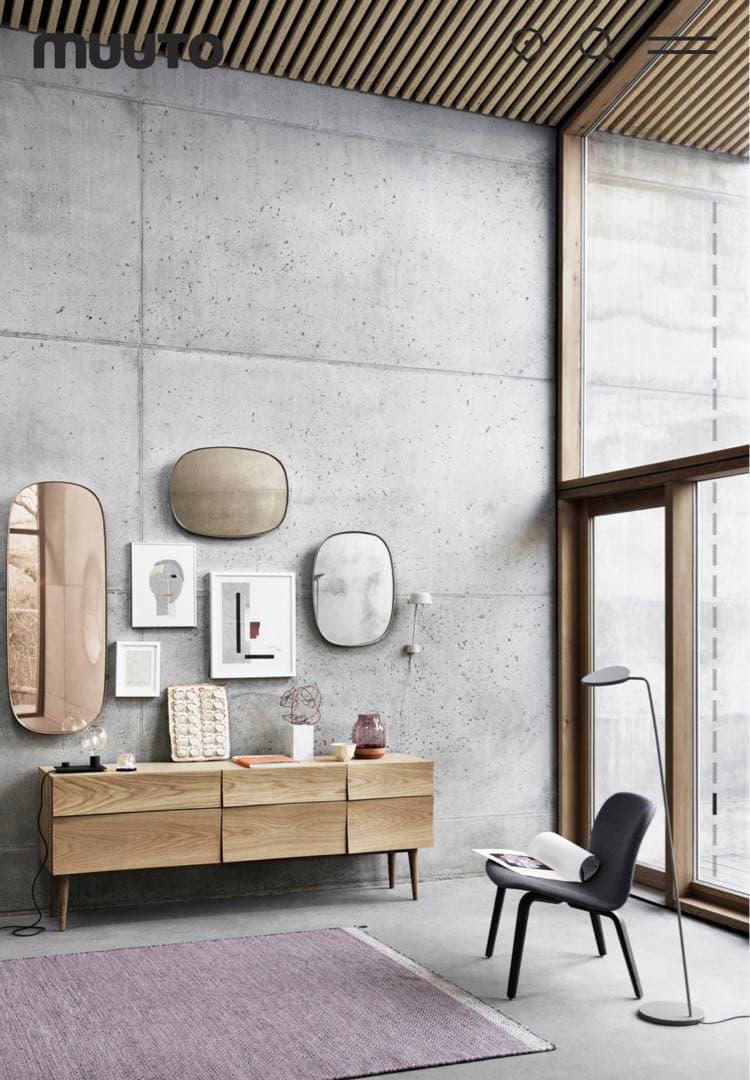 Muuto(ムート)「FRAMED MIRROR」Rose Glass(全身鏡)