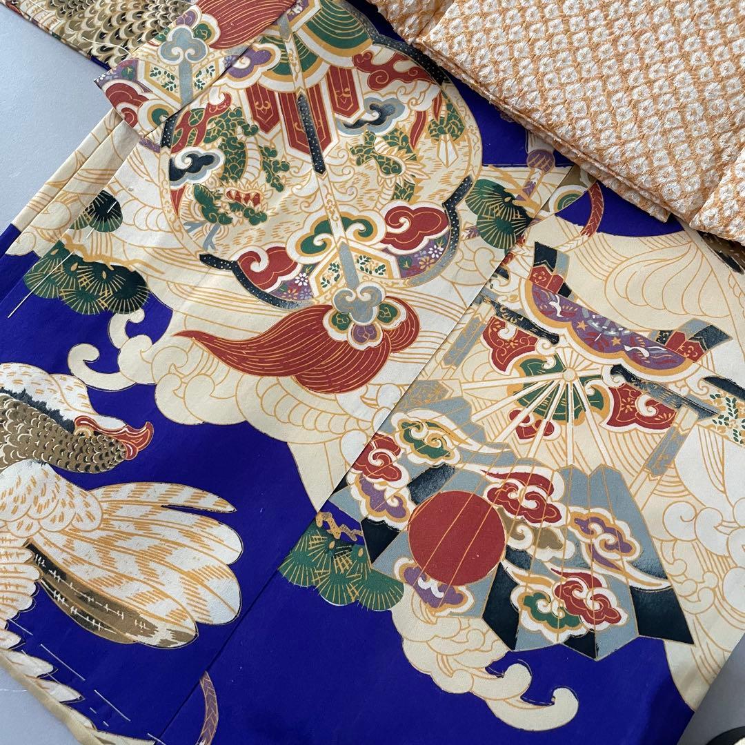 美品　七五三　3歳　アンティークお着物セット　正絹　総絞り被布　雪駄