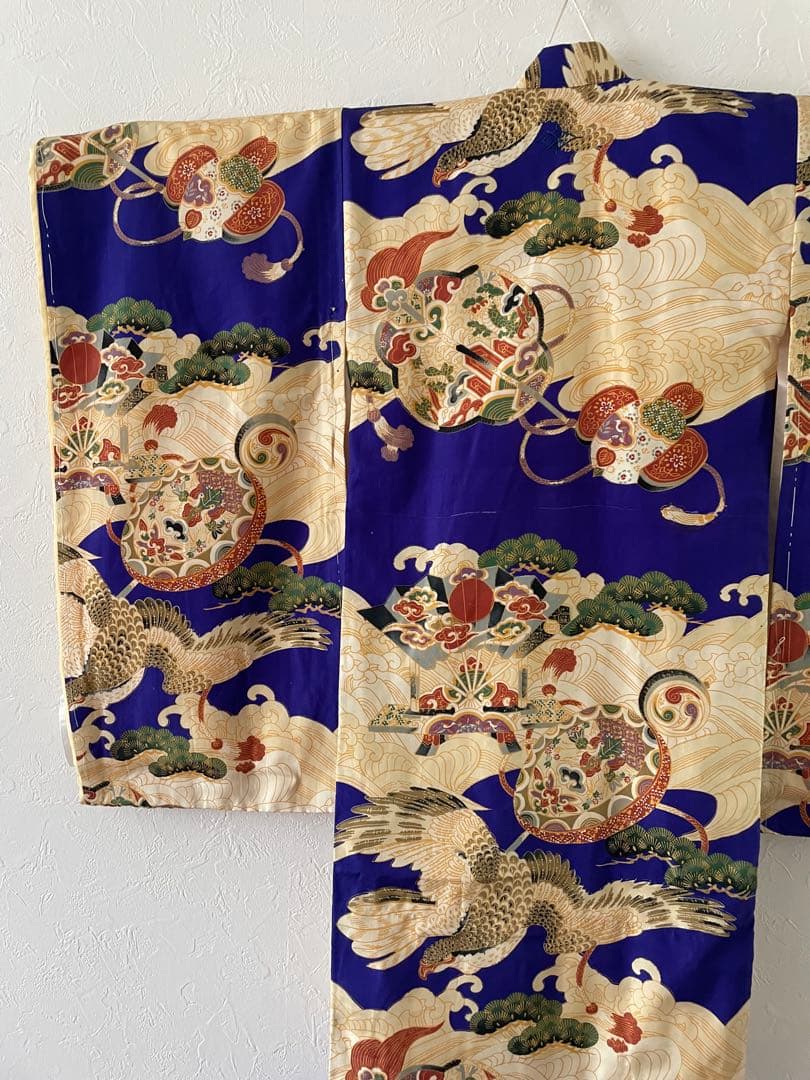 美品　七五三　3歳　アンティークお着物セット　正絹　総絞り被布　雪駄