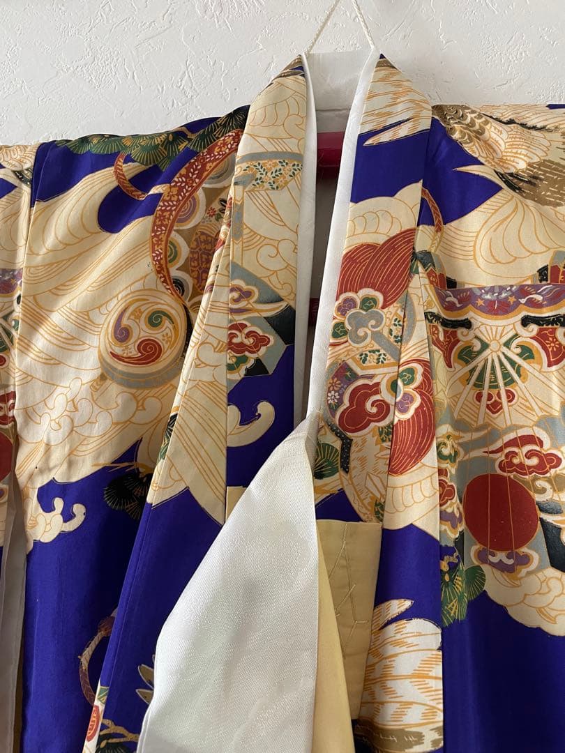 美品　七五三　3歳　アンティークお着物セット　正絹　総絞り被布　雪駄