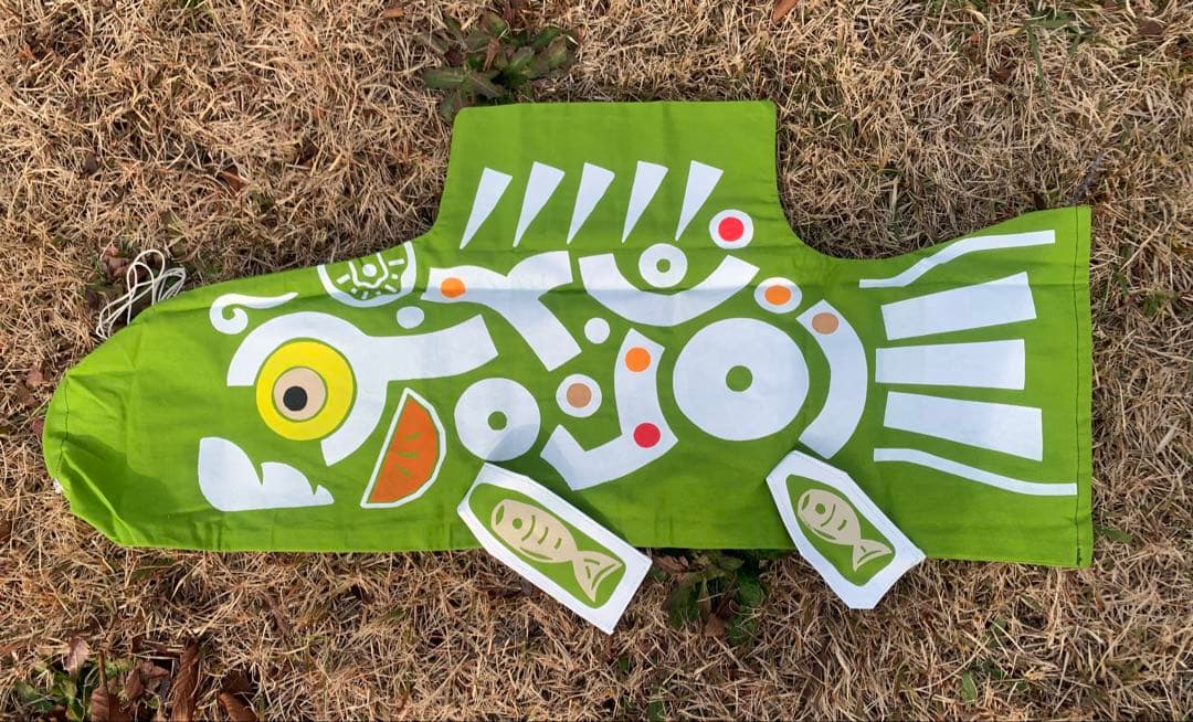 鯉のぼり　手染め　もざいく鯉　1mセット　子鯉　緑　鯉のぼり