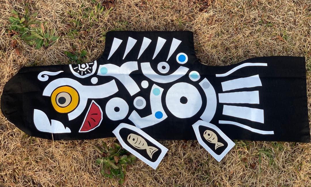 鯉のぼり　手染め　もざいく鯉　1mセット　子鯉　緑　鯉のぼり