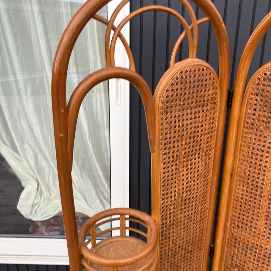 昭和レトロ アーチ型ラタンプランターラック 花台 折りたたみ式 パーテーション