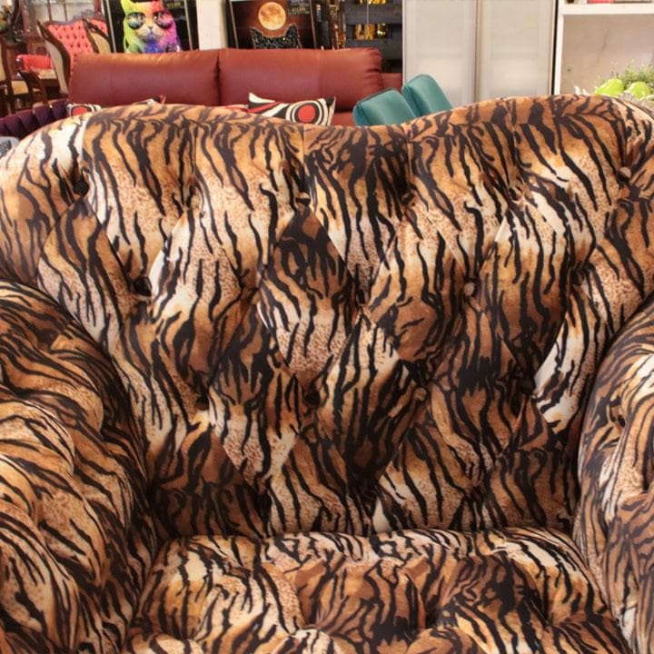 一人掛けソファ 虎柄 ファブリックチェア 個性派インテリア 143-137