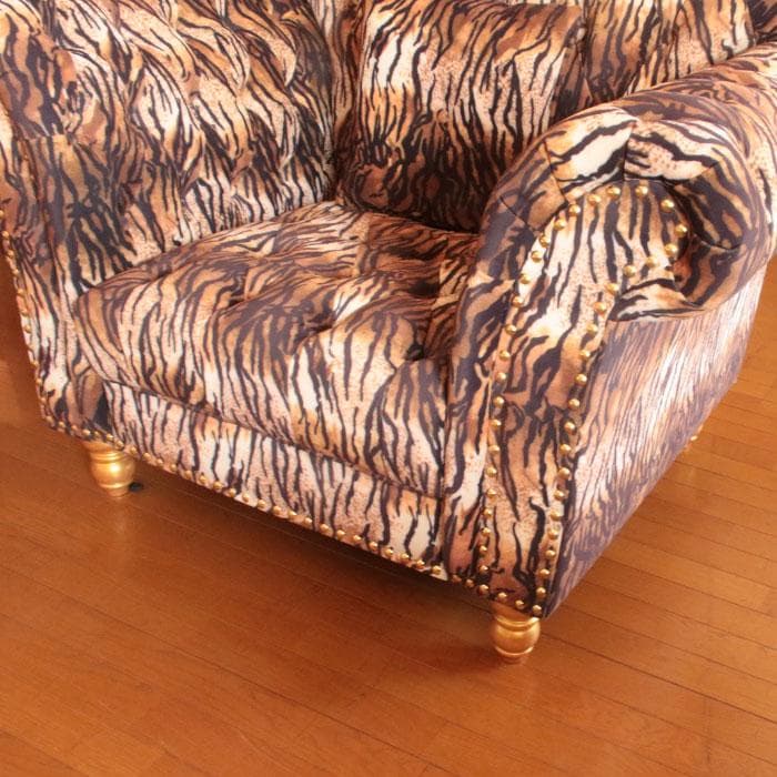 一人掛けソファ 虎柄 ファブリックチェア 個性派インテリア 143-137