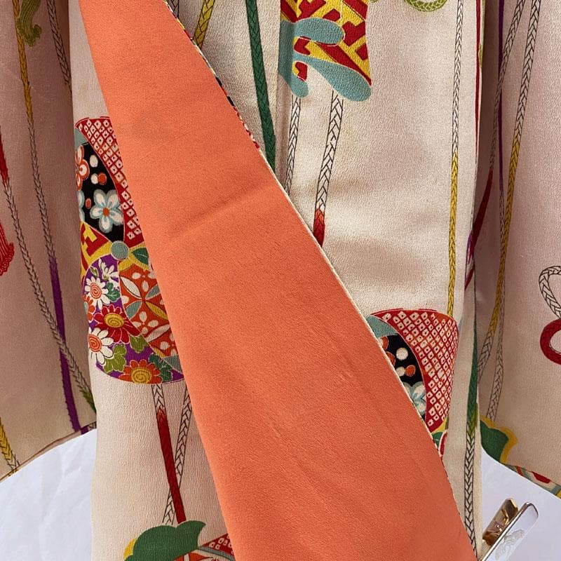 601ag22◎七五三 七歳 女児 アンティーク着物&丸帯 レトロ 古典柄◎