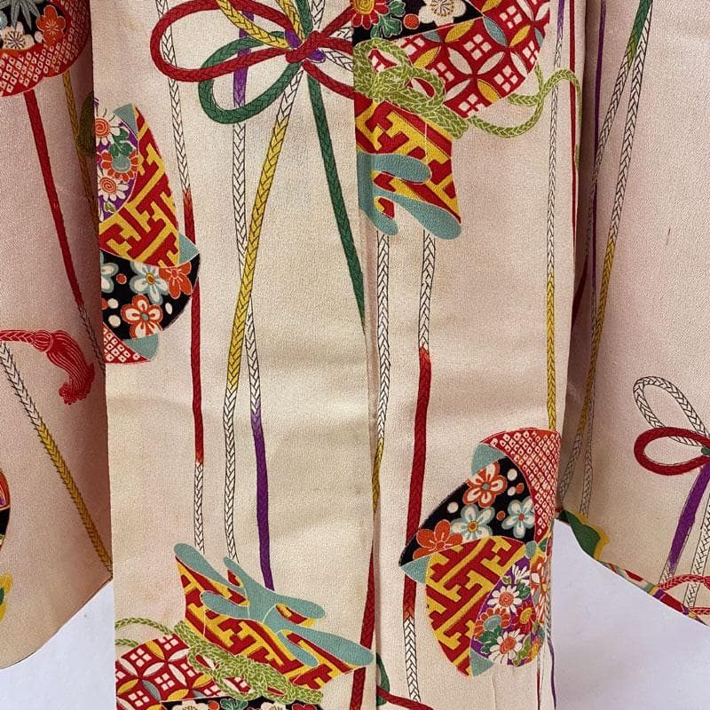 601ag22◎七五三 七歳 女児 アンティーク着物&丸帯 レトロ 古典柄◎