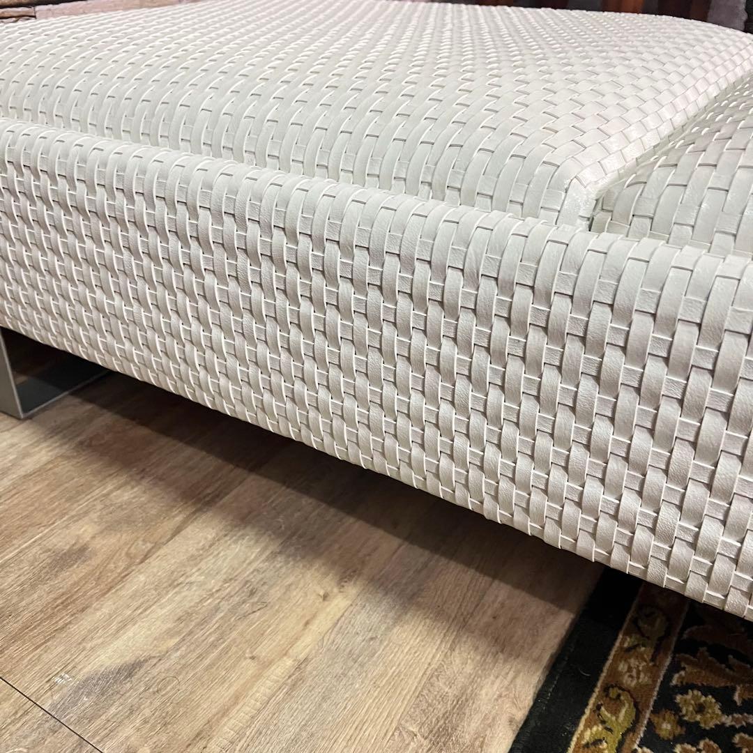 ꧁ROCKSTONE꧂ 楽風庵 ベンチ 岩倉榮利 2人掛け 牛革レザー ホワイト