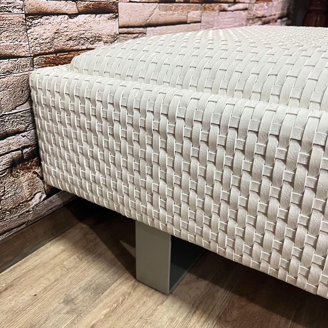 ꧁ROCKSTONE꧂ 楽風庵 ベンチ 岩倉榮利 2人掛け 牛革レザー ホワイト