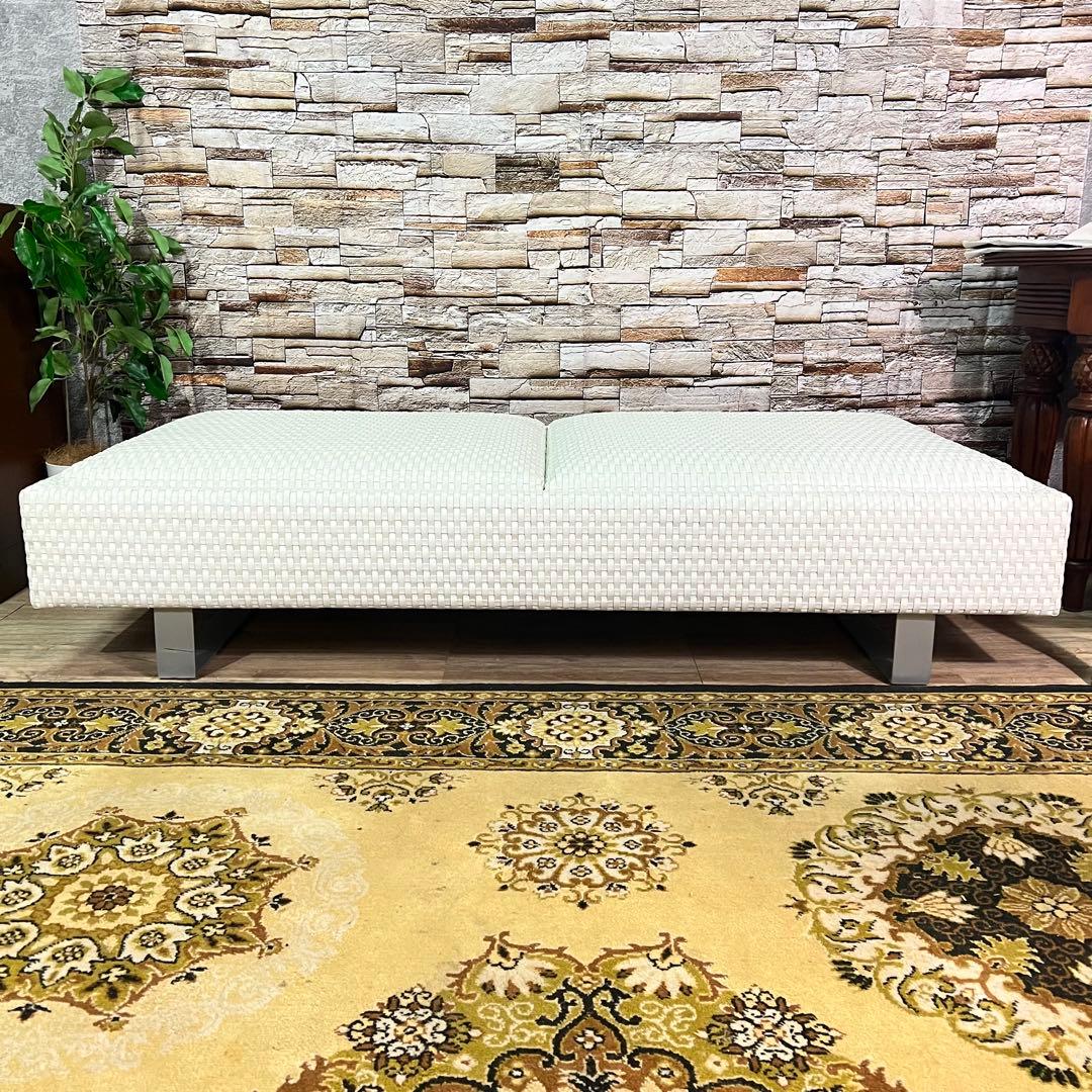 ꧁ROCKSTONE꧂ 楽風庵 ベンチ 岩倉榮利 2人掛け 牛革レザー ホワイト