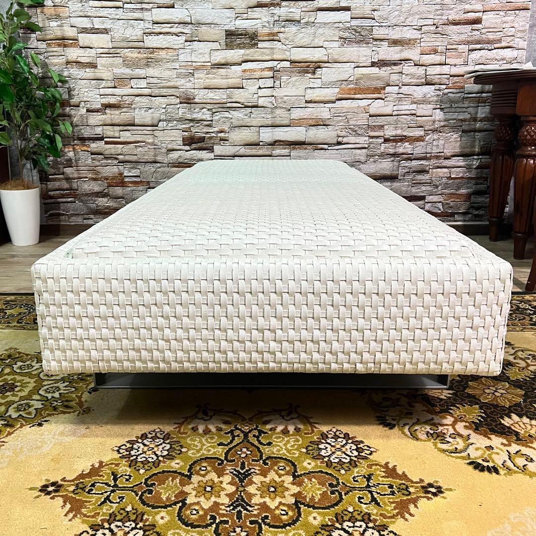 ꧁ROCKSTONE꧂ 楽風庵 ベンチ 岩倉榮利 2人掛け 牛革レザー ホワイト