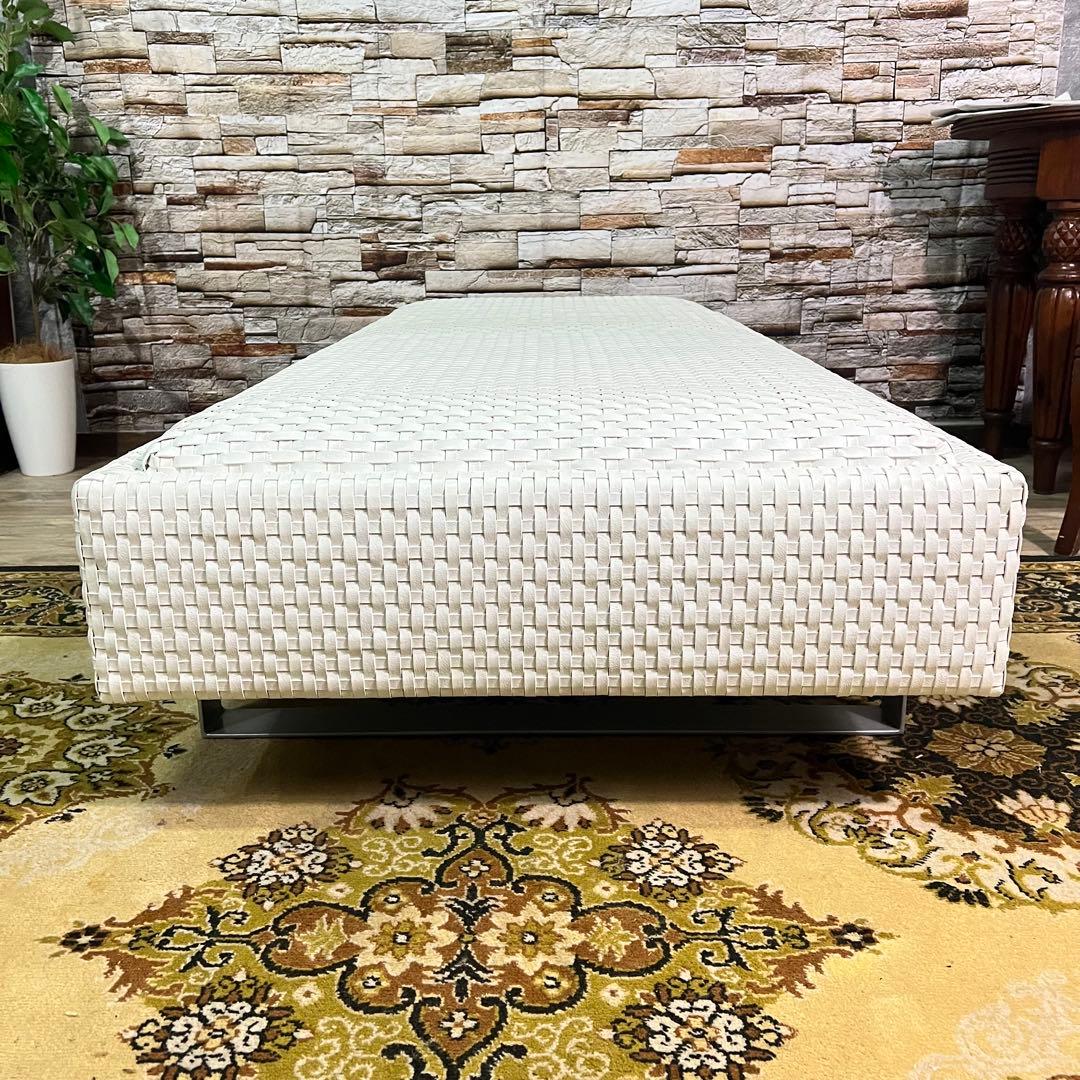 ꧁ROCKSTONE꧂ 楽風庵 ベンチ 岩倉榮利 2人掛け 牛革レザー ホワイト