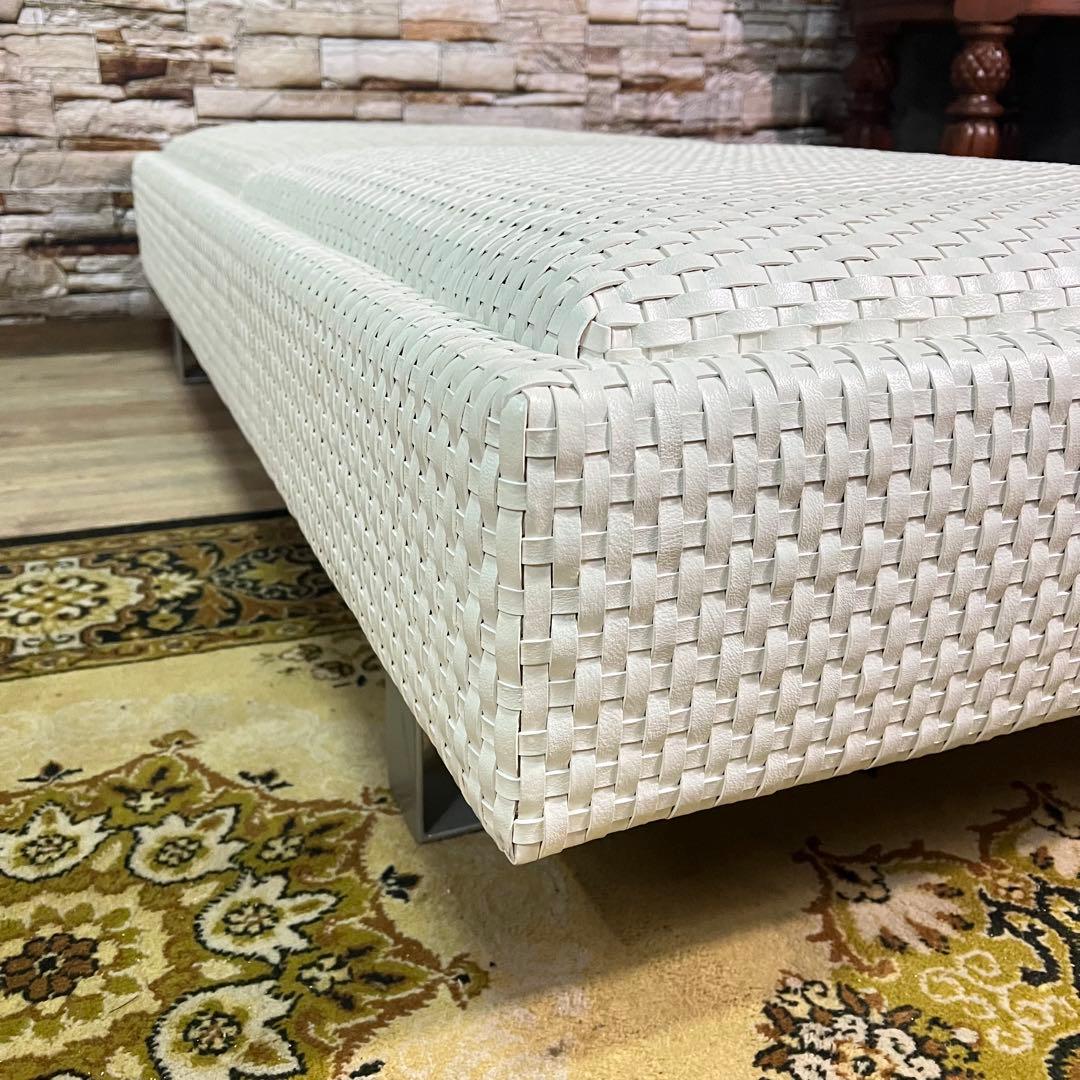 ꧁ROCKSTONE꧂ 楽風庵 ベンチ 岩倉榮利 2人掛け 牛革レザー ホワイト