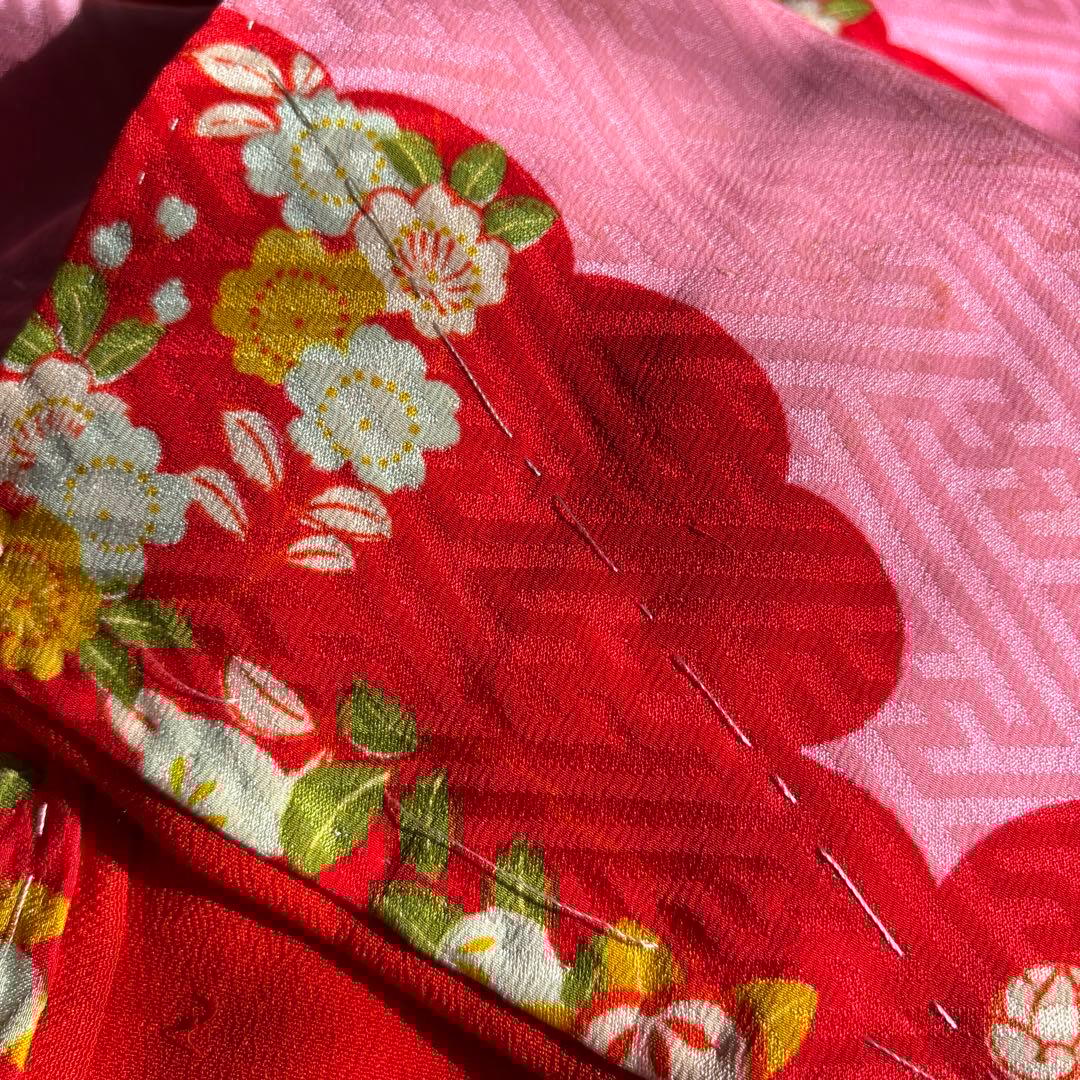 七五三　七歳　正絹アンティーク着物長襦袢