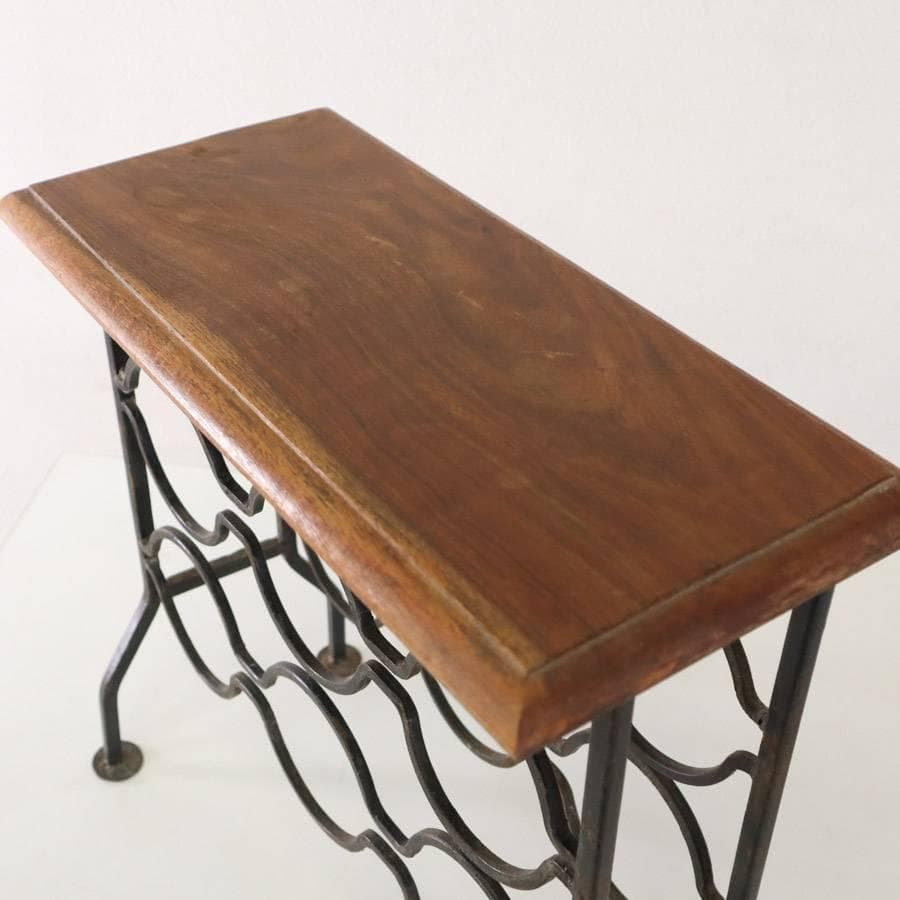 アンティーク 鉄脚 古木 ワインラック サイドテーブル ボトルラック コンソール