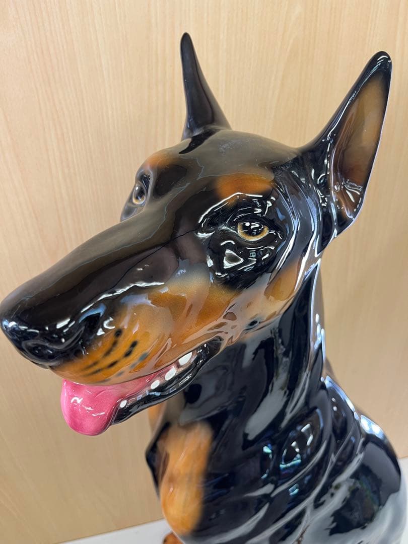 G7 ドーベルマン 犬 陶器 置物 アンティーク イタリア製 約95cm