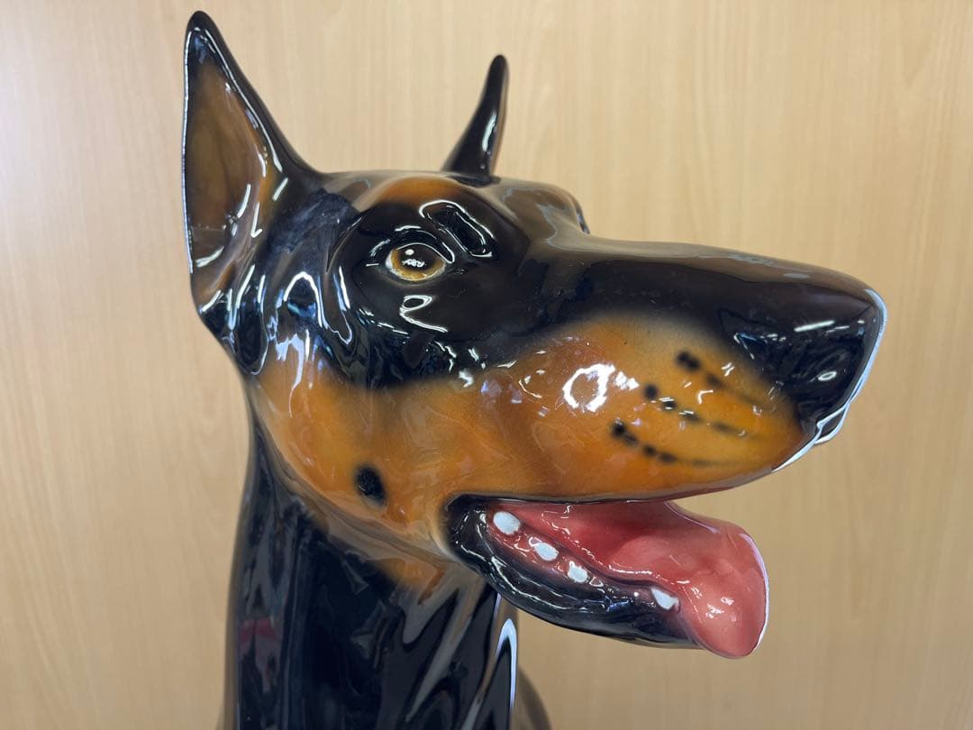 G7 ドーベルマン 犬 陶器 置物 アンティーク イタリア製 約95cm