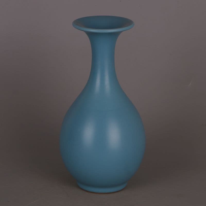 大清雍正天藍釉玉壺春瓶  景徳鎮 陶磁器 装飾品 工芸品 美術品 置物