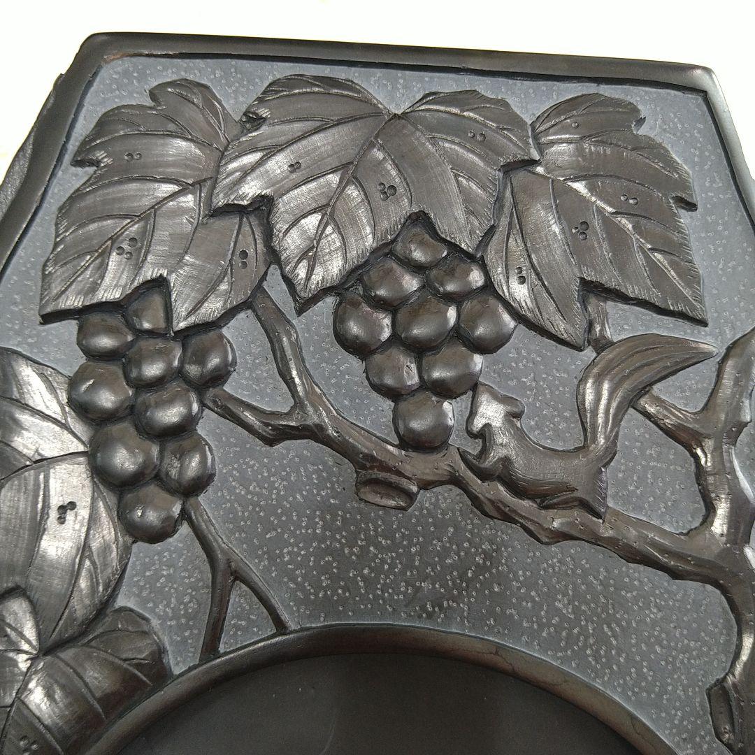 希少 硯 雄勝硯 雄浦 葡萄樹彫刻 6.1kg 書道道具