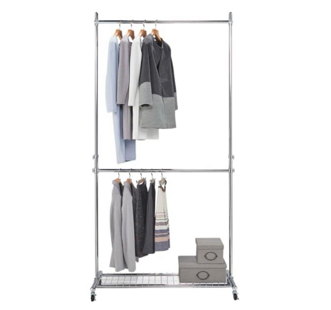 プロ仕様 上下2段頑丈ハンガーラック 幅117cm