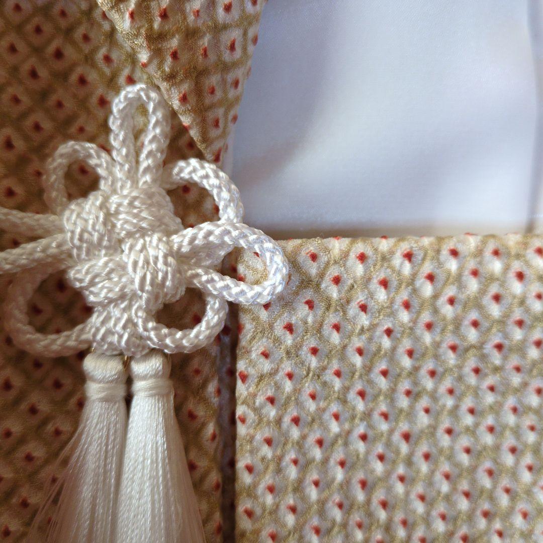 七五三３歳正絹総絞り手縫いの被布（ベージュ色）中綿無し