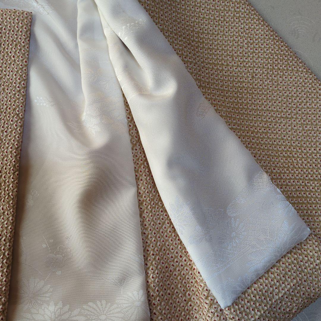 七五三３歳正絹総絞り手縫いの被布（ベージュ色）中綿無し