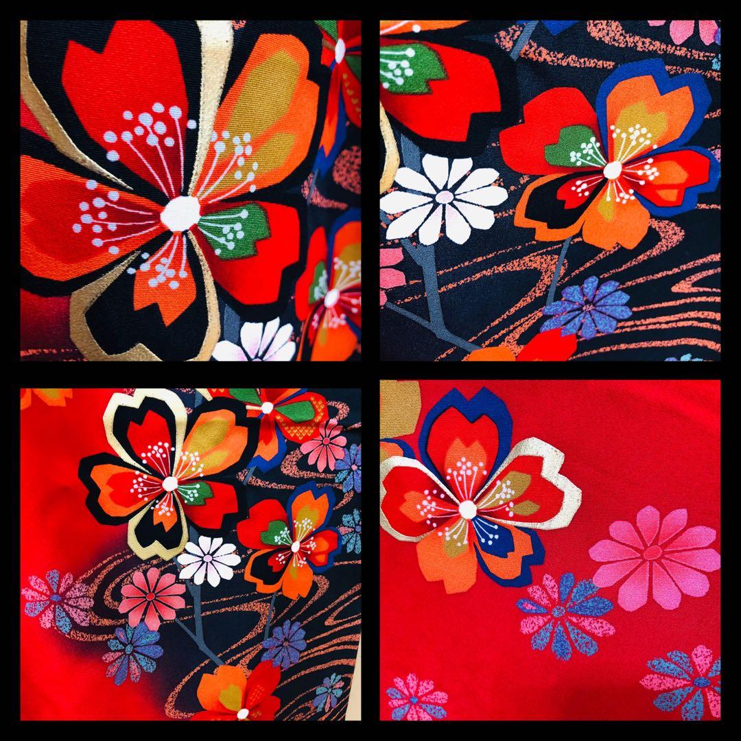 七五三 七歳‼️正絹豪華赤地桜金彩煌びやか極める‼️minkショール付完全フルセット