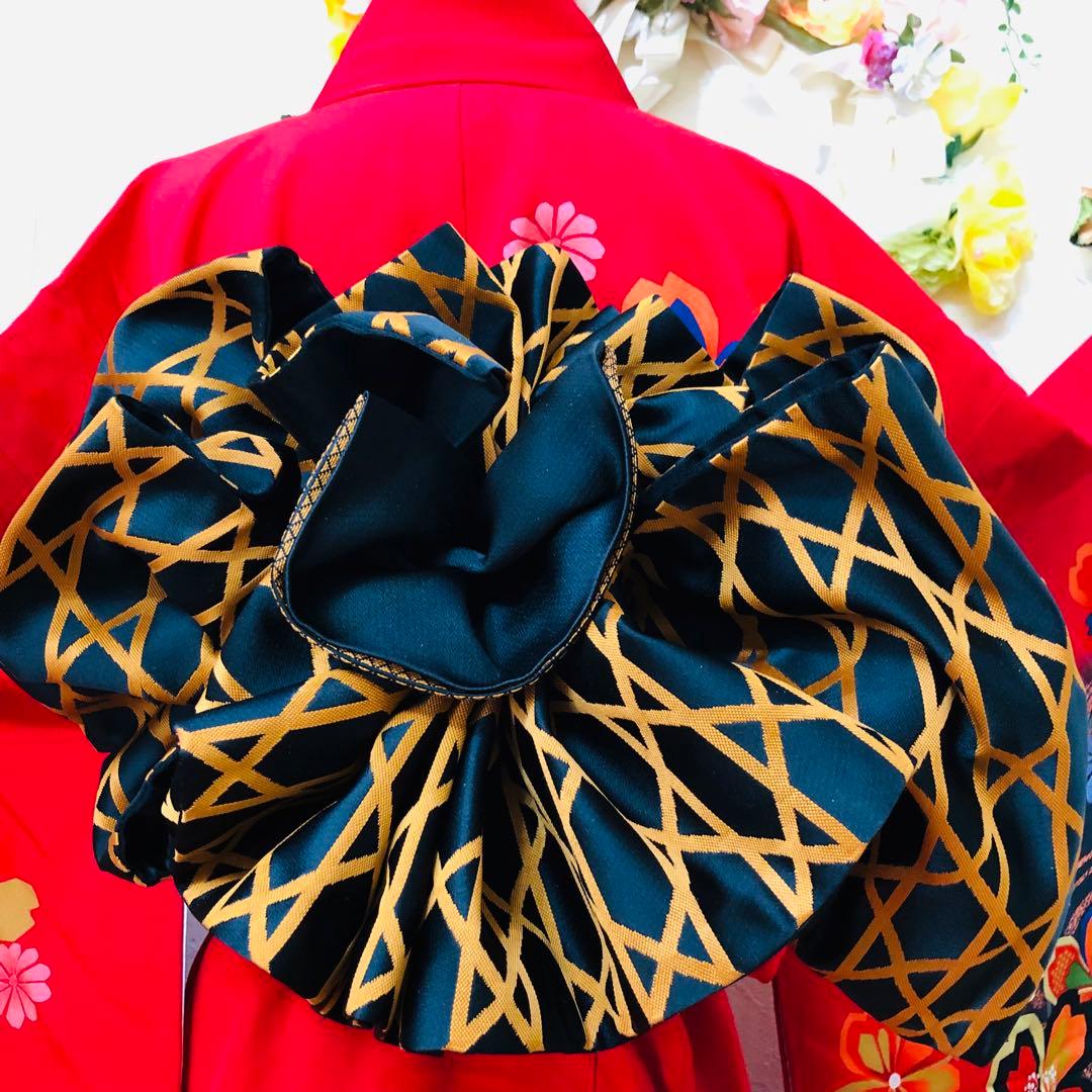 七五三 七歳‼️正絹豪華赤地桜金彩煌びやか極める‼️minkショール付完全フルセット