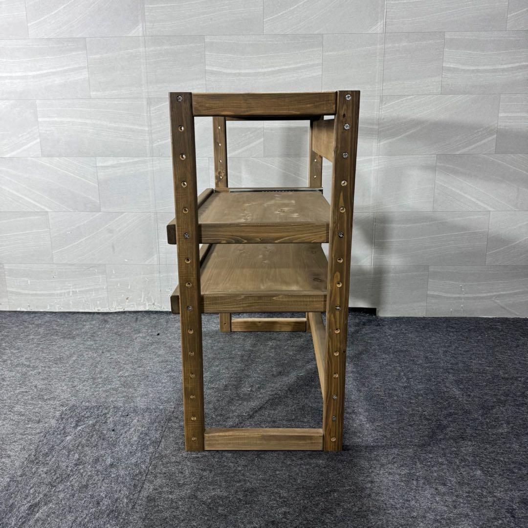 ディノス ラック キッチンラック 3段 スライド式 天然木 ブラウン d4475