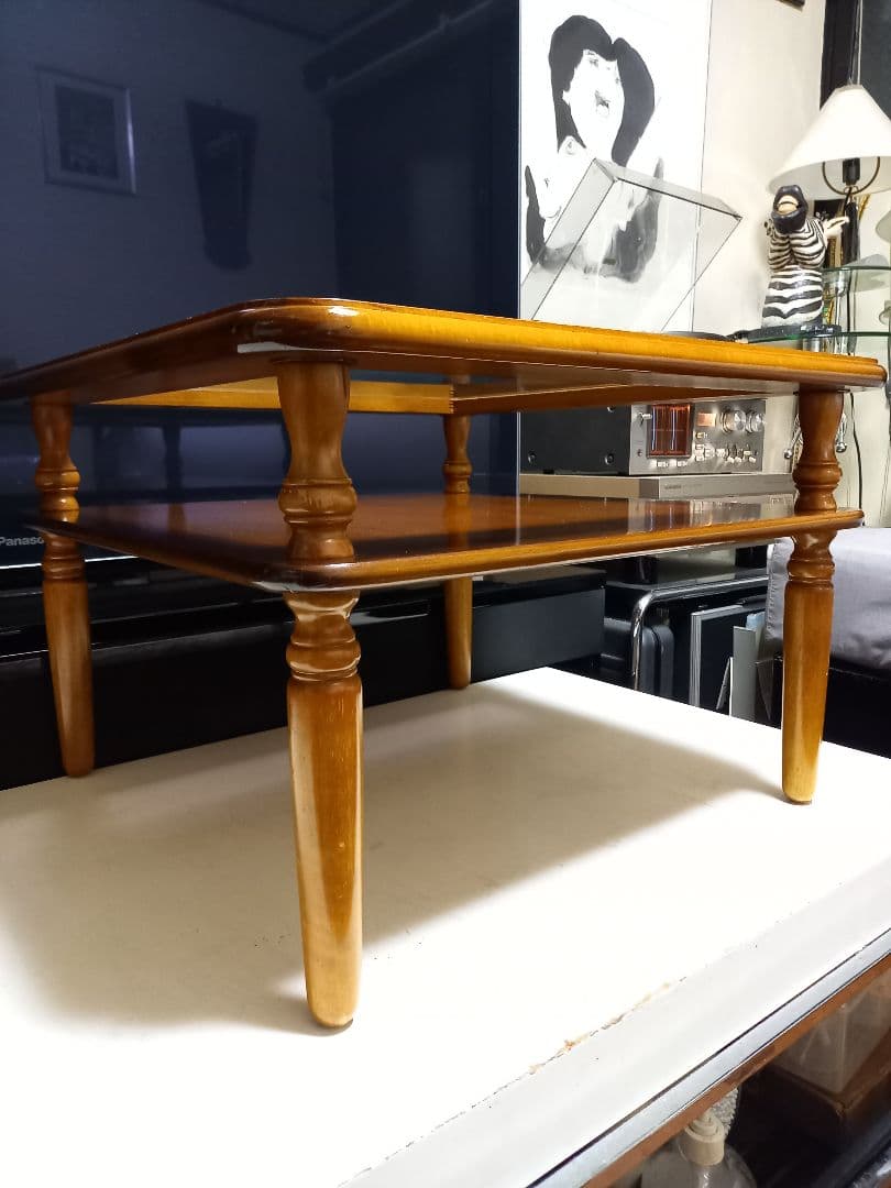 ぴぴ 様売約済 コロニアル ディスプレイ ガラス ウッド サイドテーブル