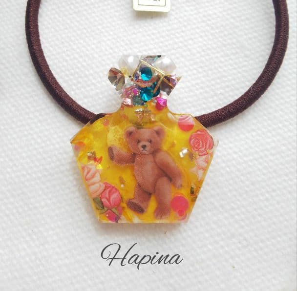 宝石テディベア③ 香水型レジンヘアゴム