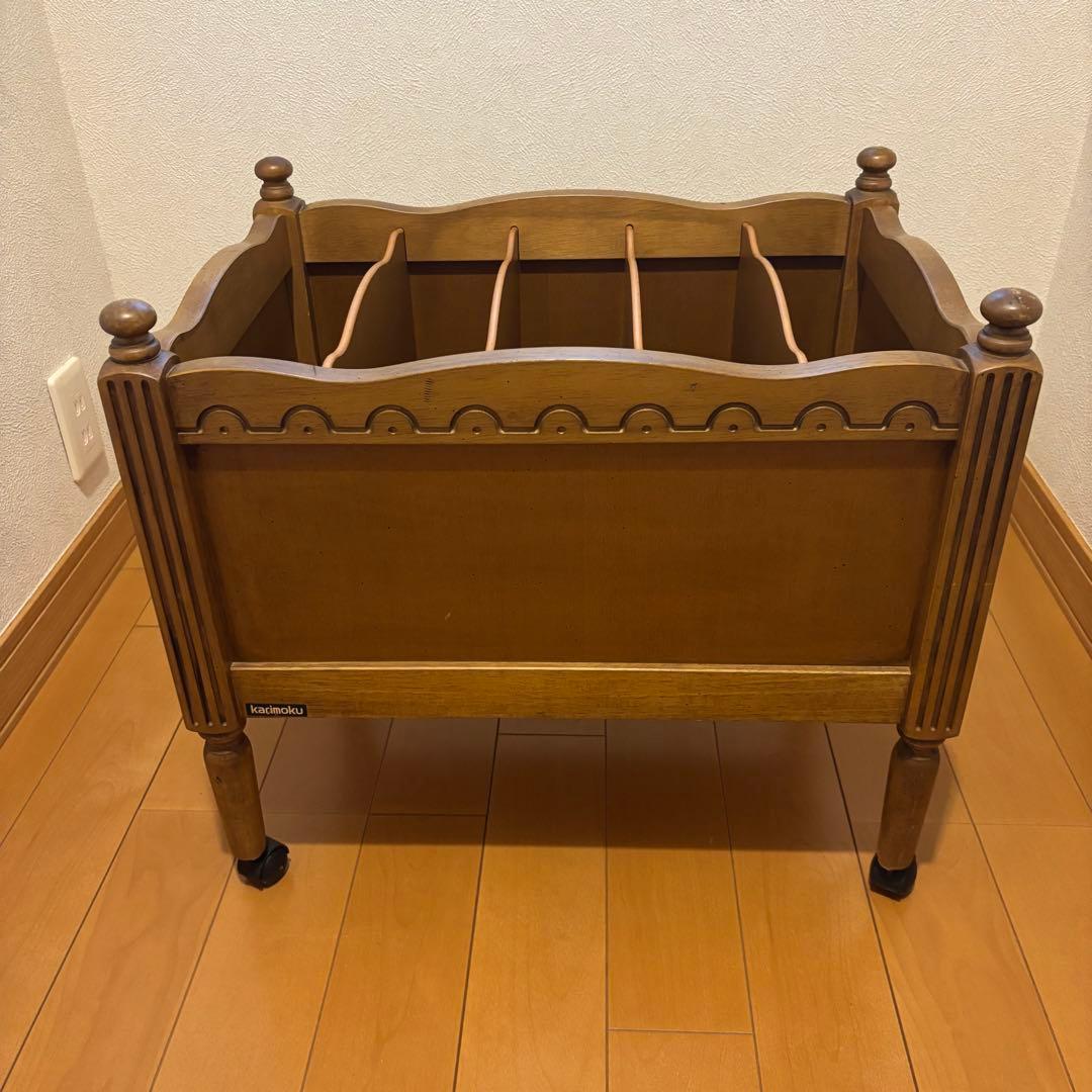 オールドKarimoku キャスター付マガジンラック