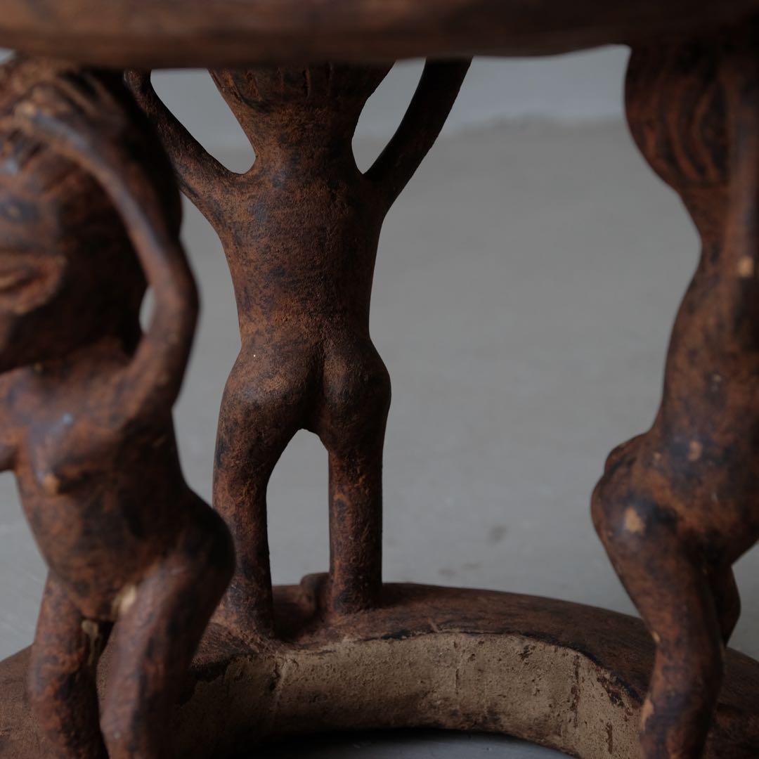 アフリカ 木製スツール　プリミティブ 丸椅子 チェア 花台 サイドテーブル