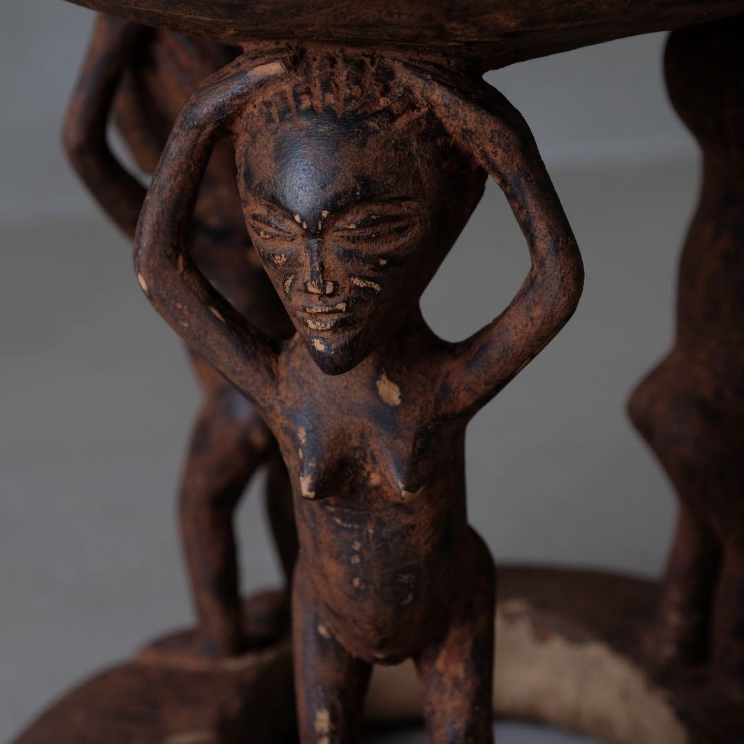 アフリカ 木製スツール　プリミティブ 丸椅子 チェア 花台 サイドテーブル