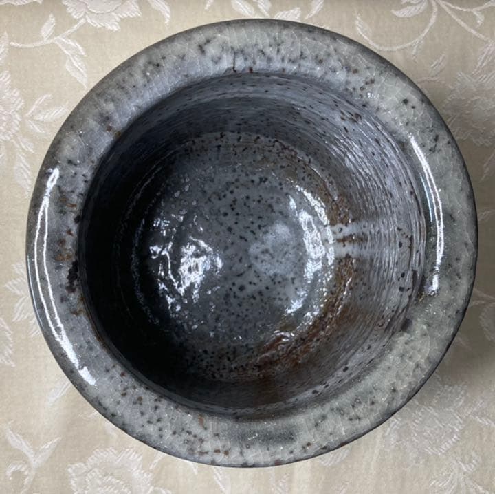 陶器　置物　寿悦窯　窯印あり　生花　丸鉢　盆栽