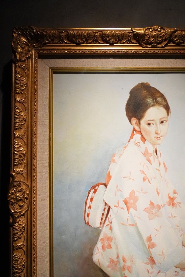 リアリズム　【浴衣をきる女】　肉筆油彩画