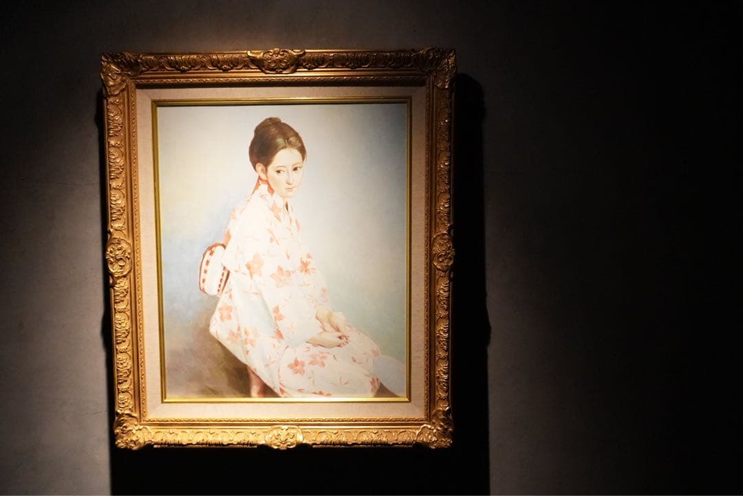 リアリズム　【浴衣をきる女】　肉筆油彩画