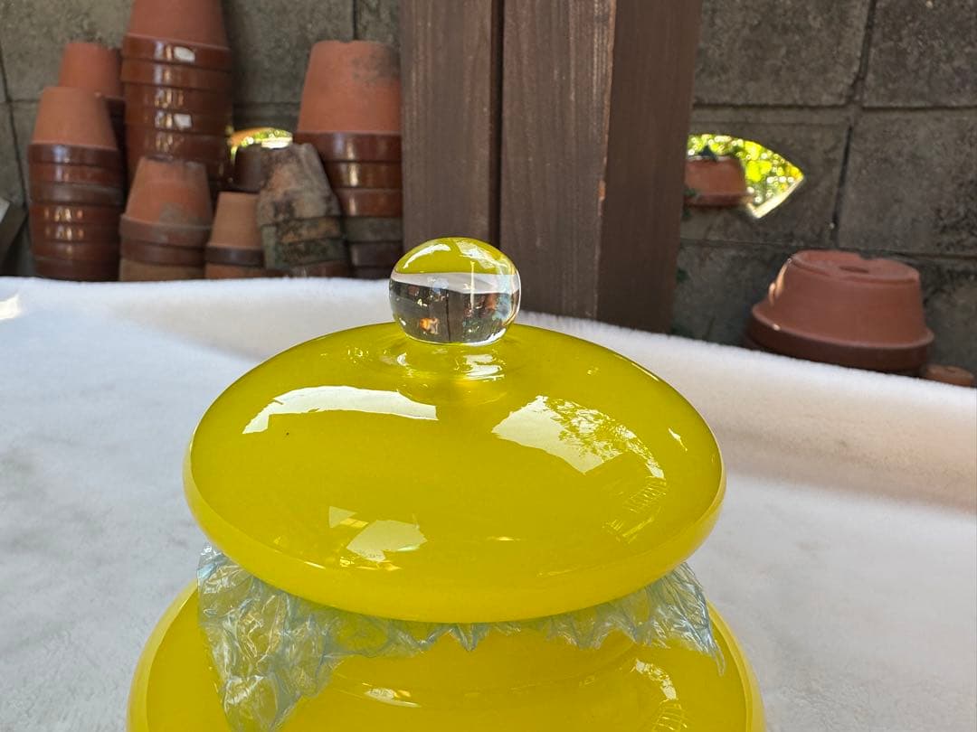 昭和レトロ　キャンディポット　スペースエイジ　ミッドセンチュリー　ガラス製　新品